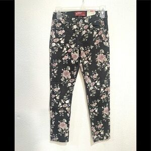 ARIZONA JEANS CO girls black floral skinny jeans size 12 REG